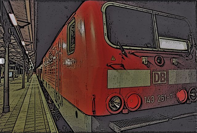 Lokomotive - Eisenbahn im Warnemünder Bahnhof