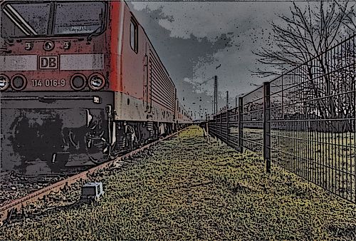 Lokomotive - Eisenbahn im Warnemünder Bahnhof