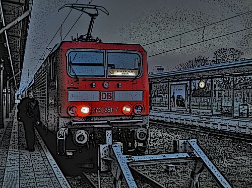 Lokomotive - Eisenbahn im Warnemünder Bahnhof