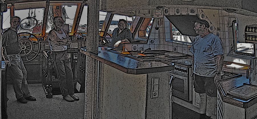 Brigantine Maranatha im Wismarer Hafen - Kapit&auml;ne