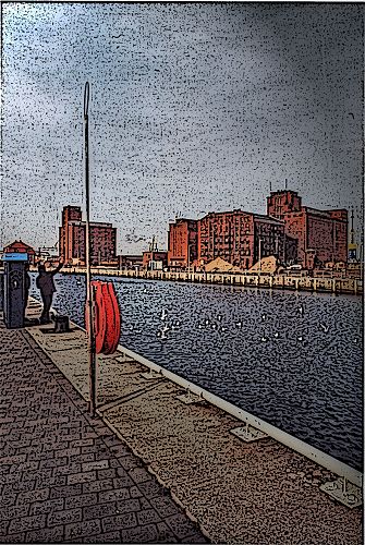 M&ouml;wen f&uuml;ttern im Alten Hafen - Wismar in Mecklenburg-Vorpommern - Alter Hafen